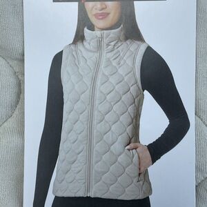 Kirkland Signature Women's M Quilted Vest Beige e0308